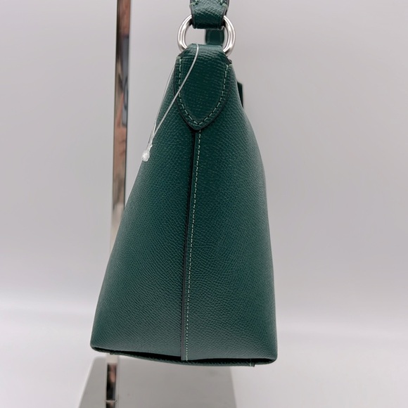 Coach Zip Top Shoulder Bag Silver Emerald Green CW390 - Picture 4 of 16